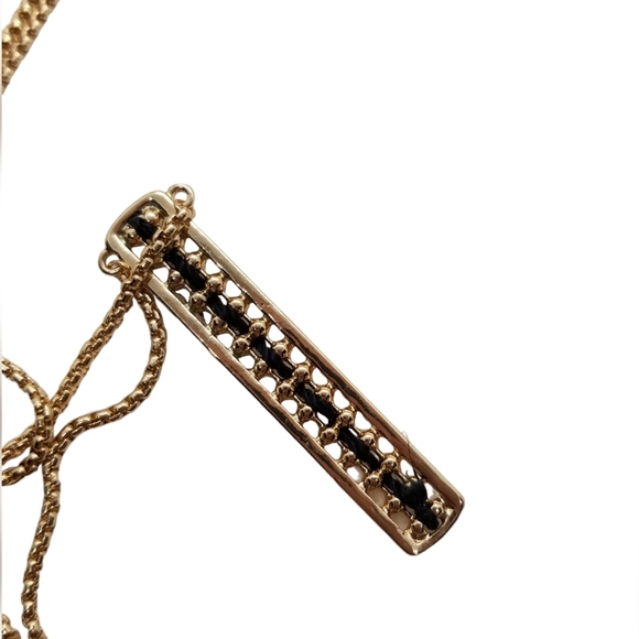 NINE WEST NWT LAYERED GOLDTONED TASSEL & BAR PENDANT NECKLACE - Picture 3 of 6